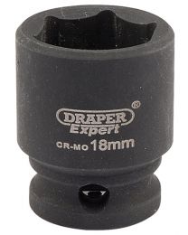 Draper Expert 18mm 3/8 Inch Square Drive Hi-Torq® 6 Point Impact Socket