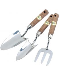 Draper Stainless Steel Hand Fork and Trowels Set with FSC Certified Ash Handles (3 Piece)