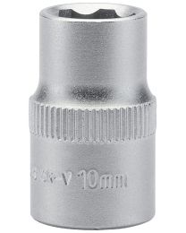 Draper Expert 10mm 3/8 Inch Square Drive Hi-Torq® Satin Chrome 6 Point Socket