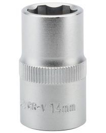 Draper Expert 14mm 1/2 Inch Square Drive Hi-Torq® Satin Chrome 6 Point Socket