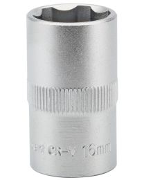 Draper Expert 16mm 1/2 Inch Square Drive Hi-Torq® Satin Chrome 6 Point Socket