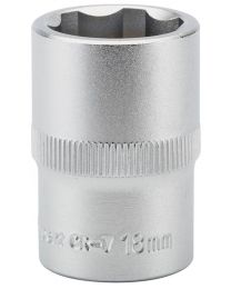 Draper Expert 18mm 1/2 Inch Square Drive Hi-Torq® Satin Chrome 6 Point Socket
