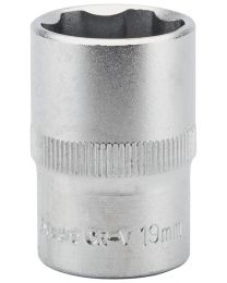 Draper Expert 19mm 1/2 Inch Square Drive Hi-Torq® Satin Chrome 6 Point Socket