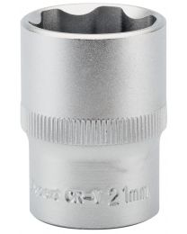Draper Expert 21mm 1/2 Inch Square Drive Hi-Torq® Satin Chrome 6 Point Socket