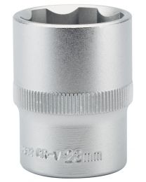 Draper Expert 23mm 1/2 Inch Square Drive Hi-Torq® Satin Chrome 6 Point Socket