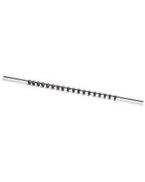 Draper 400mm 1/4 Inch Sq. Dr. Socket Retaining Bar with 18 Clips for 1/4 Inch Sq. Dr. Sockets