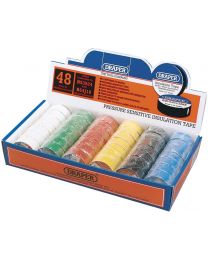Draper Expert Countertop Display of 48 Assorted 10M x 19mm Insulation Tape Rolls to BS3924 and BS4J10