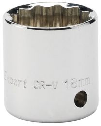 Draper Expert 18mm 3/8 Inch Square Drive Hi-Torq® 12 Point Socket (Sold Loose)
