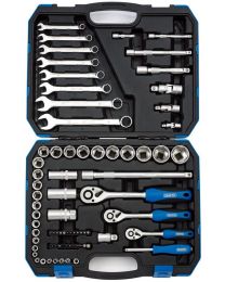 Draper 1/4 Inch, 3/8 Inch and 1/2 Inch Sq. Dr. Metric Tool Kit (75 piece)
