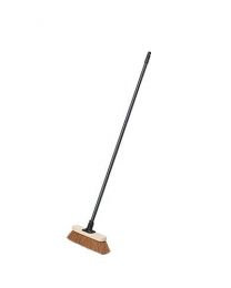 Addis Essentials Wooden Outdoor Complete Broom with Metal handle, Soft Natural Coco Bristles, 27.5cm (10.3/4 Inch) head, Natural/Black