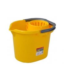 Yellow Colourful High Grade 16 Litre Durable Plastic Mop Bucket w/ Detachable Strainer