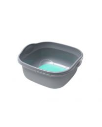 ADDIS Soft Touch Washing Up Bowl, Silver/ Aqua
