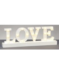 Premier Battery Operated Wooden 'LOVE' Sign Decoration LED Light - Light Cream