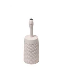 Addis Faux Rattan Round Toilet Brush Set with Internal Detergent Injection System, Calico Linen