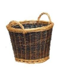 Two Tone Round Willow Log Basket - Small