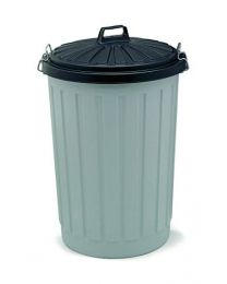 Addis Outdoor Round Dustbin with Lockable Lid, Grey / Black, 90 Litre