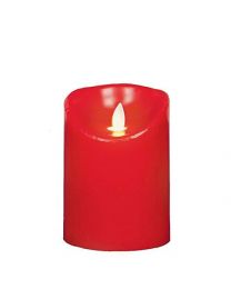 13cm Battery Operated Dancing Flame Candle with Timer in Red