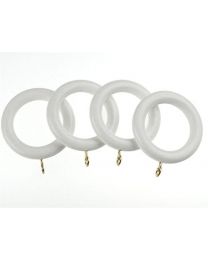 Universal Wooden 28mm Curtain Rings, White, 4 Pack