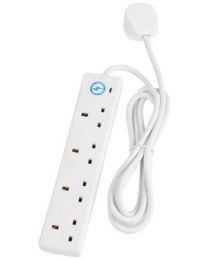 SMJ S4W2MP 4-Socket 13A Surge Protected Extension Lead with 2m Cable - White