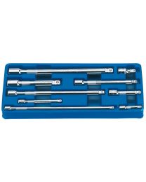 Draper 1/4 Inch 3/8 Inch and 1/2 Inch Square Drive Wobble Extension Bar Set (9 Piece)