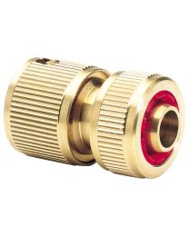 Draper Brass Hose Connector with Water Stop (1/2 Inch)