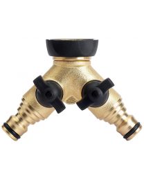 Draper Brass Double Tap Connector with Flow Control (3/4 Inch)