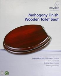 Croydex Solid Wood Toilet Seat, Mahogany - Chrome Fitting