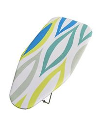 Addis Table Top Ironing Board with Hanging Hook, 76 x 30cm Green Leaf Mix Design, Metal, Blue, 2.5 x 31.5 x 74 cm