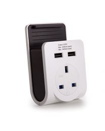 SMJ USBADP2 Power Adapter with Dual USB Charger - White