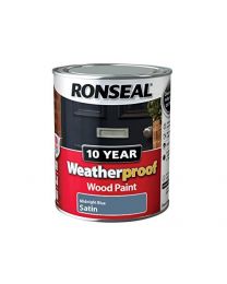 Ronseal WPMBS750 750 ml 10 Year Weatherproof Exterior Satin Finish Wood Paint - Blue