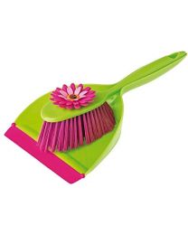 Vigar by Addis Flower Power Handy Dustpan and Brush Set, Green/Pink