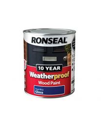 Ronseal WPRBG750 750 ml 10 Year Weatherproof Exterior Gloss Wood Paint - Blue