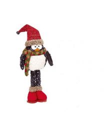 Soft Christmas Decoration 30cm Sparkle Standing Penguin With Hat