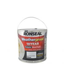 Ronseal RSLWPPBWG25L 2.5 Litre Weatherproof Exterior Wood Paint - Brilliant White Gloss