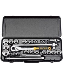 1/2 Inch Square Drive Elora Metric and Imperial Socket Set (28 Piece)