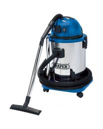 Draper 50L 1400W 230V Wet and Dry Vacuum Cleaner with Stainless Steel Tank and 230V Power Tool Socket