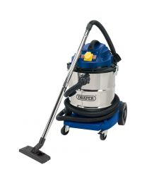 Draper 50L 1500W 110V Wet and Dry Vacuum Cleaner with Stainless Steel Tank and 110V Power Tool Socket