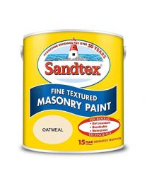 Sandtex Fine Textured Masonry Exterior Paint Waterproof Durable Outdoor Painting Microseal Technology Easy to Apply DIY 5L Tub - Oatmeal
