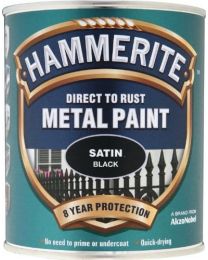 Hammerite SATBL750 750ml Direct to Rust Satin Finish - Black