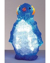 22cm Battery Acrylic Christmas Penguin Decoration - 16 White LEDs & 24 Hour Timer