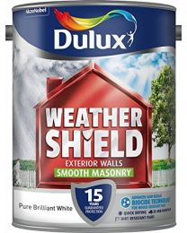 Dulux Weather Shield Smooth Masonry Paint, 5 L - Pure Brilliant White