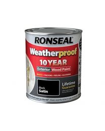 Ronseal RSLWPBLKS750 750 ml Weatherproof Exterior Wood Paint - Black/Satin
