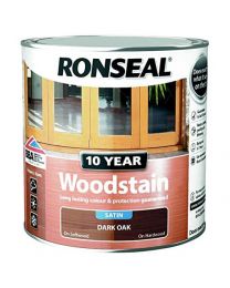 Ronseal 10 Year Woodstain 2.5L Satin Finish Long Lasting Colour and Protection (Dark Oak)