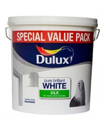 Dulux Silk Smooth and Creamy Emulsion Paint for Use on Walls/Ceilings, 6 L - Pure Brilliant White