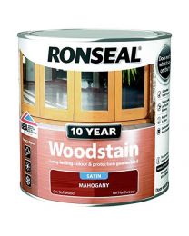 Ronseal 10 Year Woodstain 2.5L Satin Finish Long Lasting Colour and Protection (Mahogany)