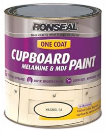 Ronseal One Coat Cupboard Melamine and MDF Paint Magnolia Satin 750ml