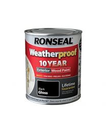 Ronseal RSLWPBLK25L 2.5 Litre Weatherproof Exterior Wood Paint - Black Gloss