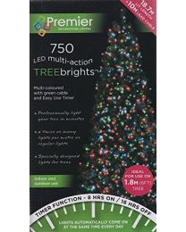 Premier Decorations - 750 Multi Action TreeBrights LED Lights with Timer - Multi-Colour