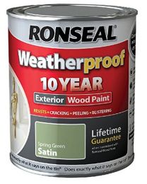 Ronseal RSLWPSGS750 750ml Weatherproof 10 Year Exterior Wood Paint Spring Satin - Green