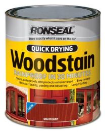 Ronseal QDWSM750 750ml Woodstain Quick Dry Satin - Mahogany